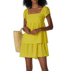 RTR Now Rent the Runway Mustard Gold Babydoll Dress sz S $275